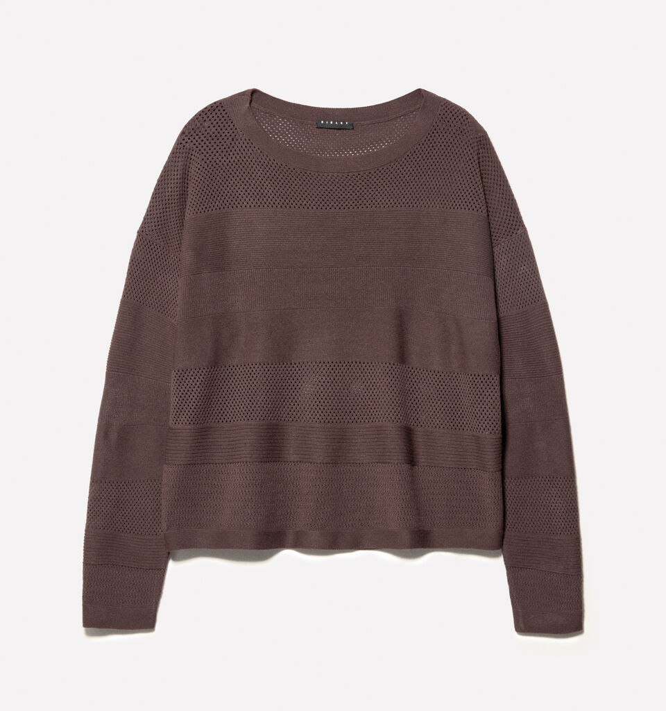 Brown boat neck sweater - women's boat neck sweaters - Dark Brown | Sisley image number 6